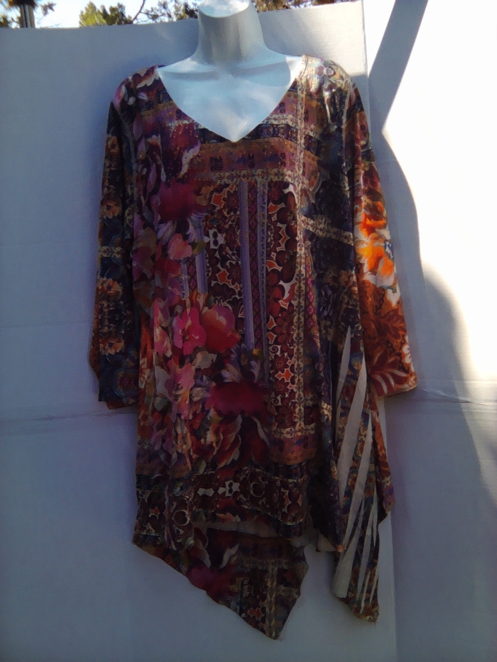 Women's Boho Floral V-Neck Tunic Top - Multicolor